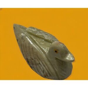 Duck  Carved Animal Stone Natural Rock Mineral Carving Mini Fetish White Green